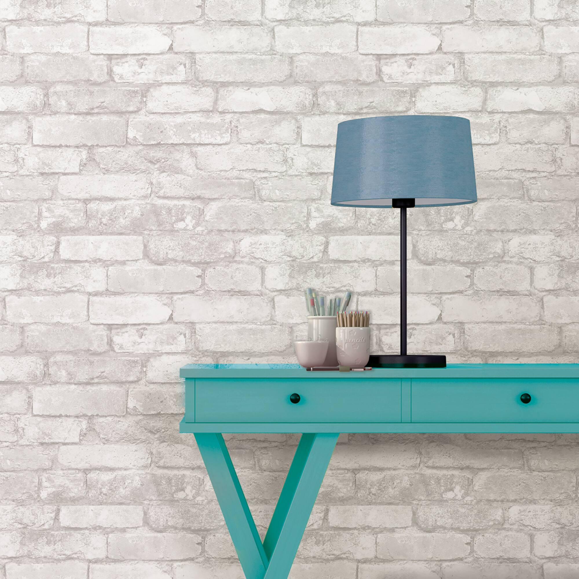 NuWallpaper Gray & White Brick Peel & Stick Wallpaper